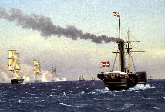 Dampskibet ÆGIR med kong Christian VIII om bord i 1841.